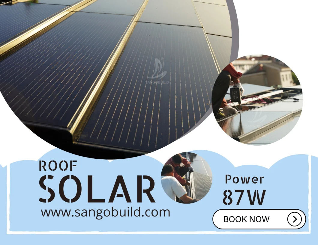 Renewable Energy 2-in-1 Roof and Solar Module System Bapv BIPV Solar Panel Solar Roofing Shingles Solution for Roof Renew